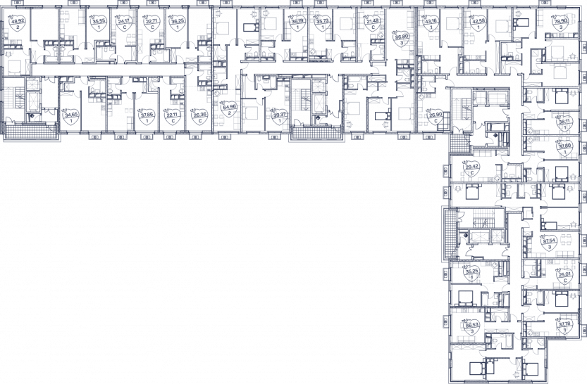 Двухкомнатная квартира 48.92 м²